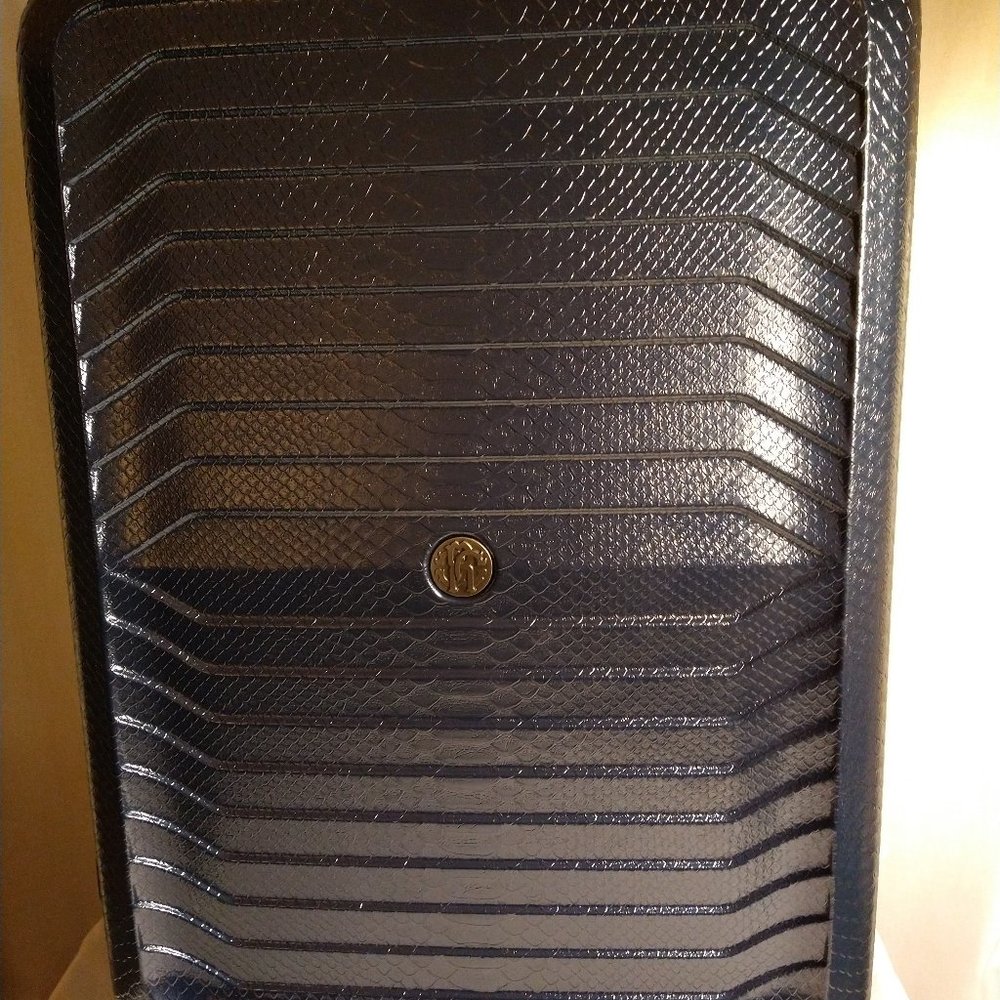 COPY - ROBERTO CAVALLI 28" DESIGNER SUITCASE SNAKESKIN/NAVY EXPANDABLE SPINNER …